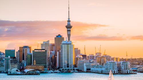 Auckland city Skyline at sunrise