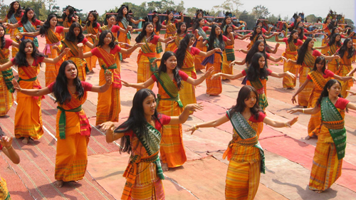 Girls Doing a Ceremonial Dance in India