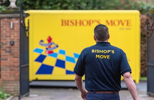 Bishop’s Move employee walking towards moving van
