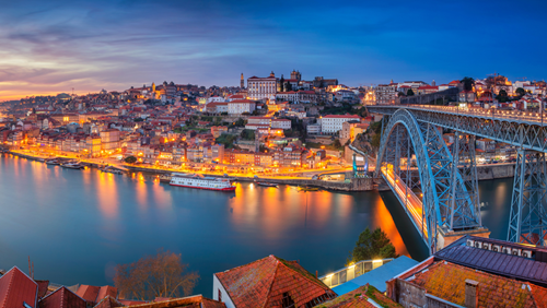 Lite-up Lisbon’s bridges at dusk