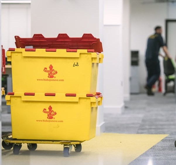 Yellow Storage Boxes on a trolley