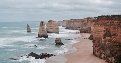 Rocky cliffs and a beach in Australia