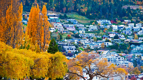 Housing set in the hills of Queenstown in New Zealand