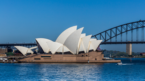 The iconic Sydney Opera house from across the harbour in Australia