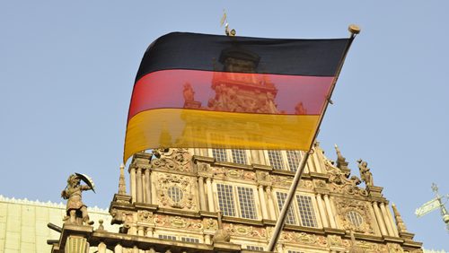 German flag outside a state building