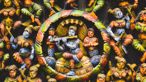 Colourful sculpture of the Indian gods