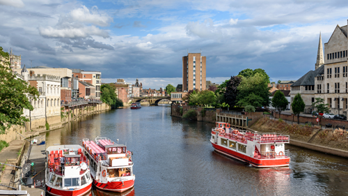 Boats on the River Ouse in York.