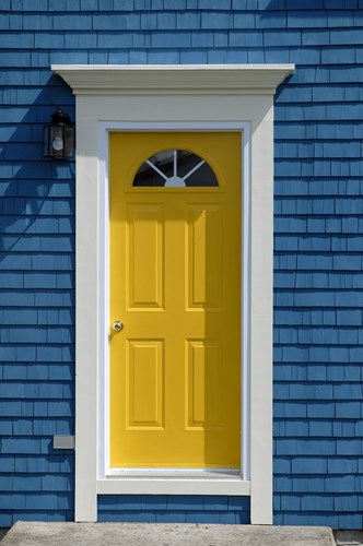 yellow painted front door