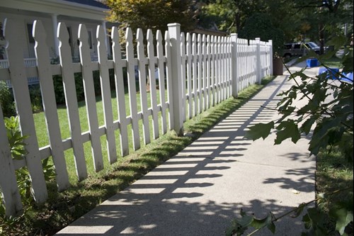 outside white picket fence
