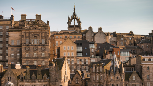 The layered skyline of Edinburgh.