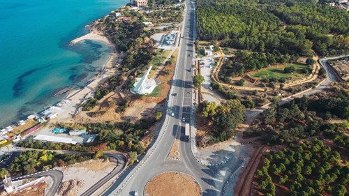 Road that runs along the Cypriot coastline in Girne, Cyprus