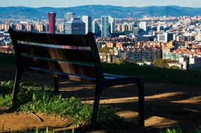 Bench overlooking the city of Barcelona