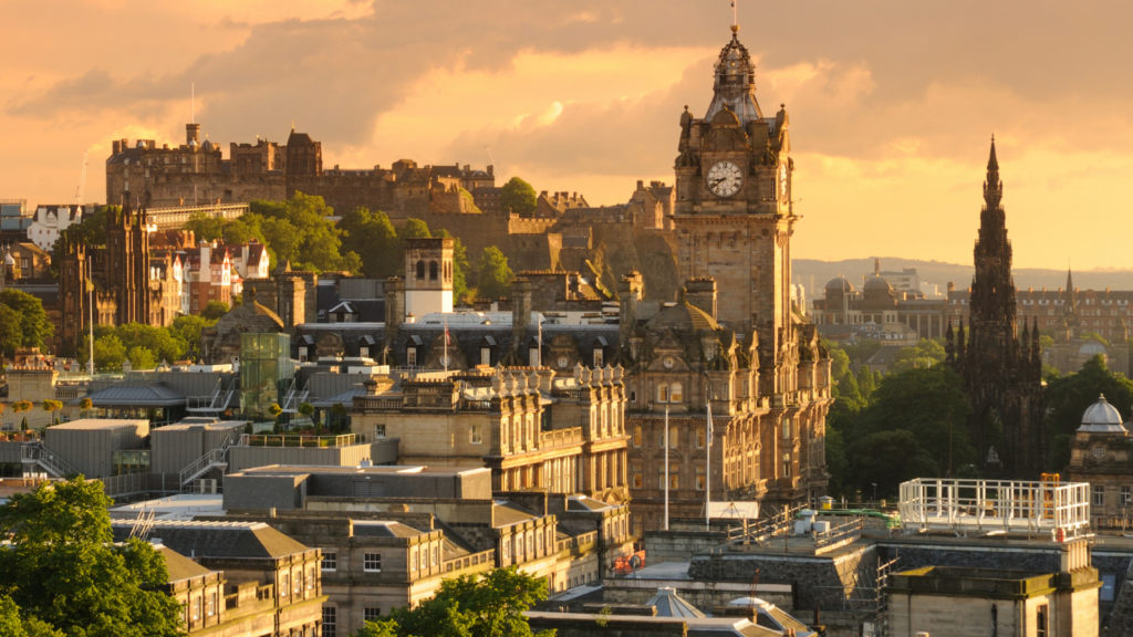 Bird’s eye view of detached properties in Morningside, Edinburgh.