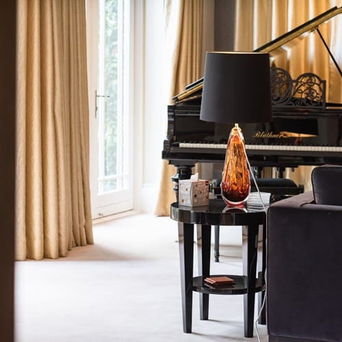 Living room with a piano