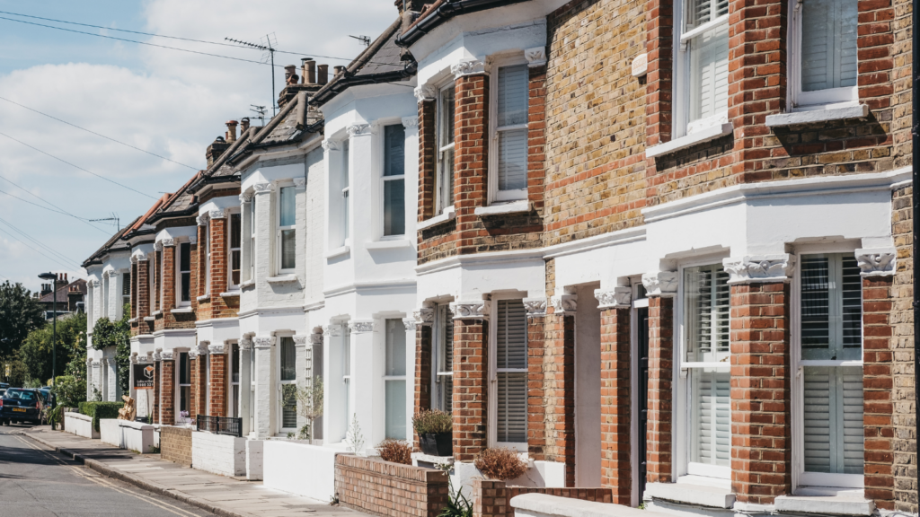 Row of typical British houses in the UK